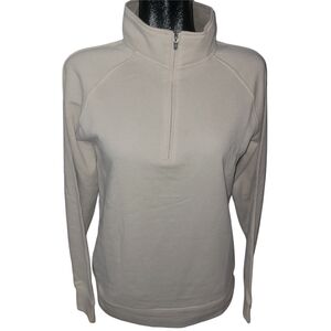 Burnside Cream Quarter-Zip Pullover  High Neck Top Size Small